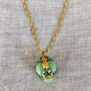 J.Crew Gold Necklace with Green Pendant
